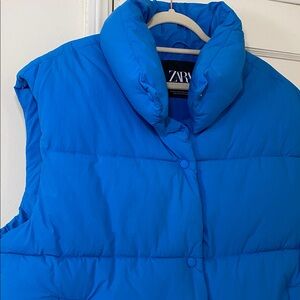 Zara Waterproof Oversized Blue Puffer Vest